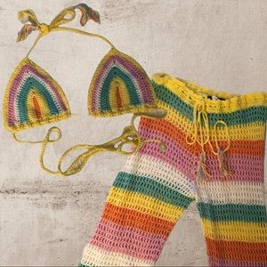 Forever 21 Rainbow Crochet Set Size Small